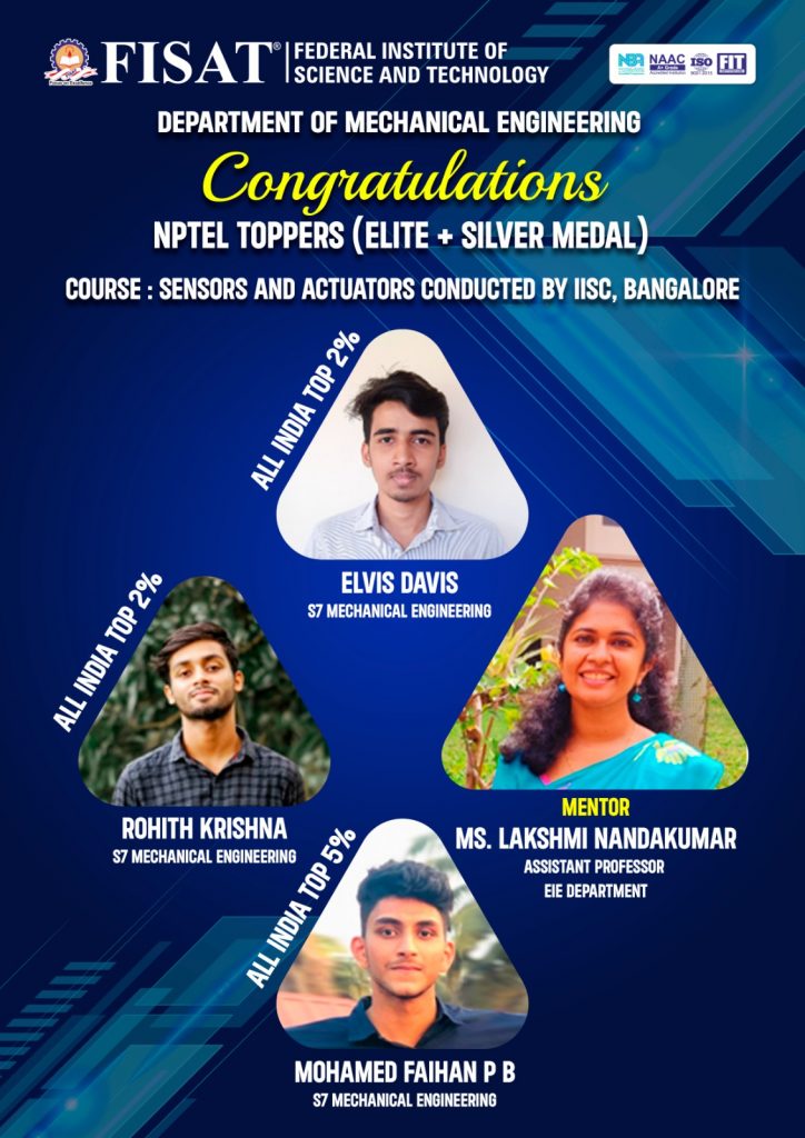 CONGRATULATIONS NPTEL TOPPERS | FISAT | Federal Institute of Science ...